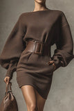 Short Knitted Dress with Shaping Belt