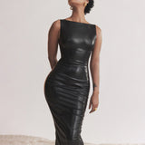 Modern Black Leather Dress