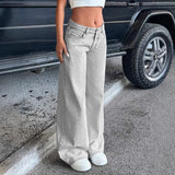 Low Waist Wide Leg Jeans Grey