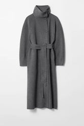 Elegant Woolen Lace-Up Overcoat