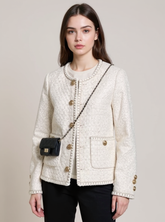 Cropped Tweed Jacket With Golden Buttons