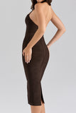 Chocolat Halter Midi Bandage Dress