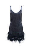 Kamo Sequin Fringes Mini Dress