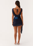 Floral Print Mini Dress - Navy
