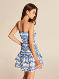 Embroidered Ruffled Sleeveless Dress