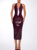 Elegant Dinner Shiny Patent Leather Dress