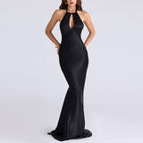 Black Satin Maxi Dress