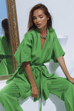 Oversized Linen Tied Two Piece Pants Set