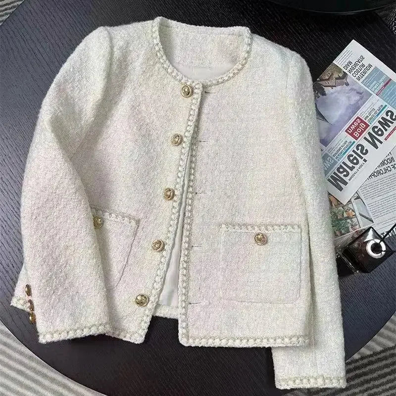 Cropped Tweed Jacket With Golden Buttons