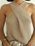 Halter Cross-Over Collar Tank Top