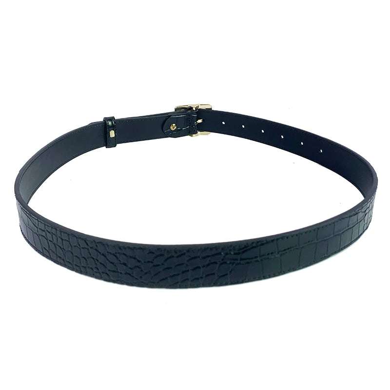 Faux leather crocodile belt