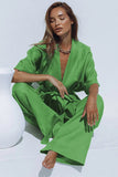 Oversized Linen Tied Two Piece Pants Set