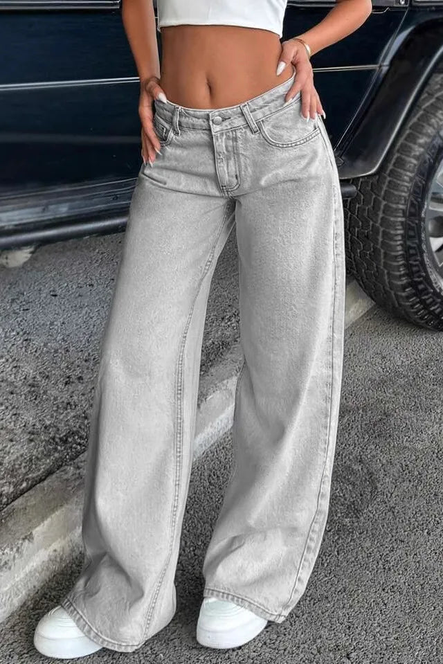 Low Waist Wide Leg Jeans Grey