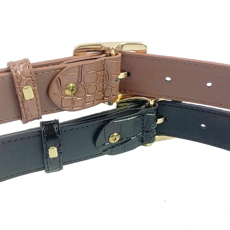 Faux leather crocodile belt