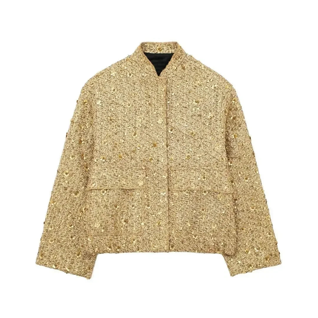 Sequined Glitter Bomber Jacket