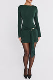 Evergreen Embellishhed Draped Mini Dress