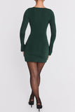 Evergreen Embellishhed Draped Mini Dress