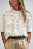Elodie – Embroidered Blouse with Stand-Up Collar