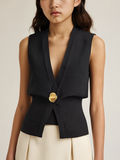 V-Neck Buttoned Detail Sweater Vest