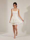 Square Neck Pleated Dress