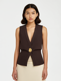 V-Neck Buttoned Detail Sweater Vest