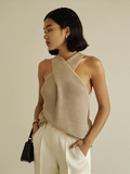 Halter Cross-Over Collar Tank Top