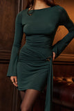 Evergreen Embellishhed Draped Mini Dress