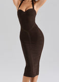 Chocolat Halter Midi Bandage Dress