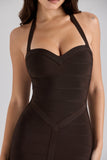 Chocolat Halter Midi Bandage Dress